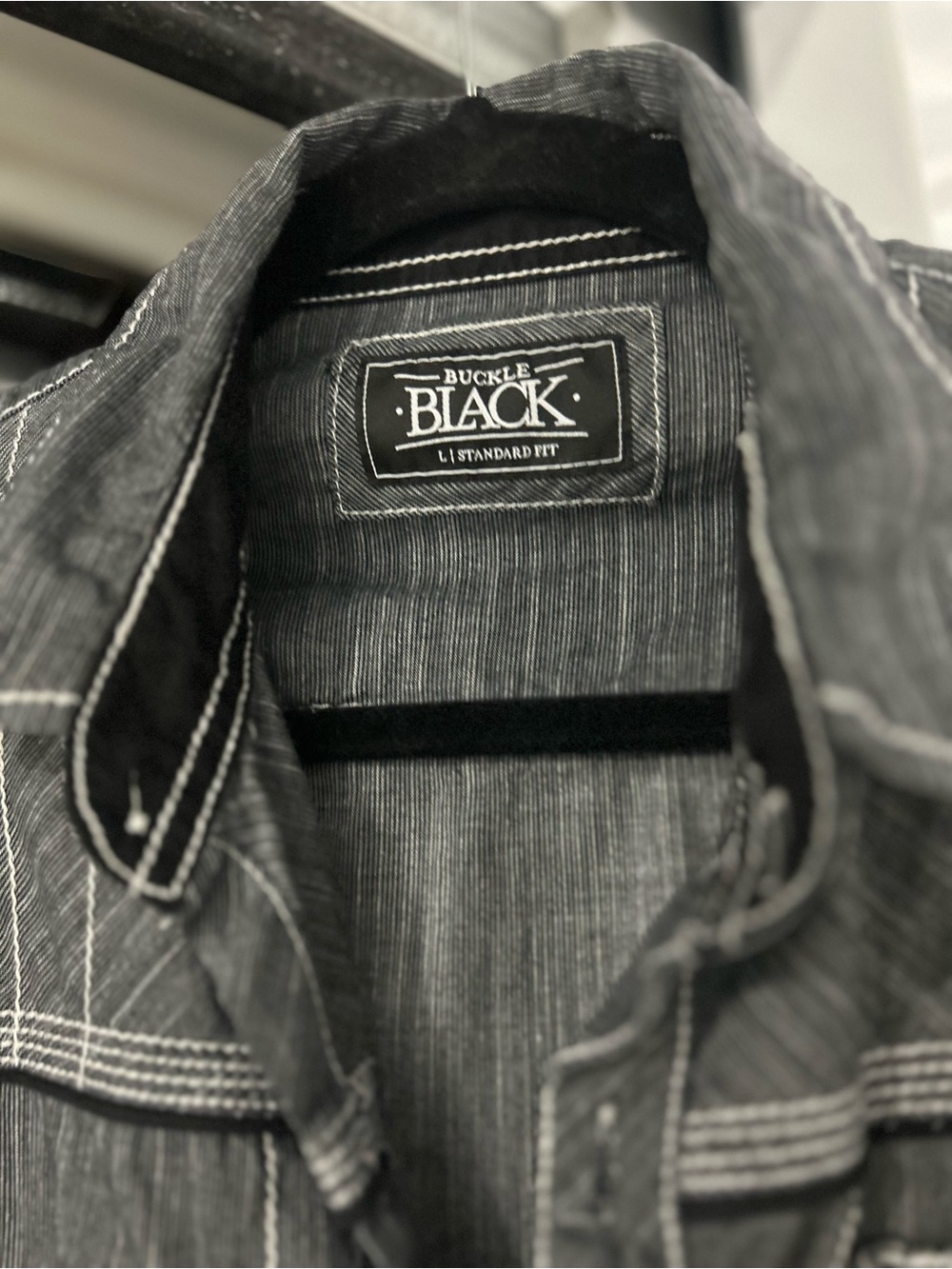 Buckle Black Men's Black Button-Front Shirt Jacket